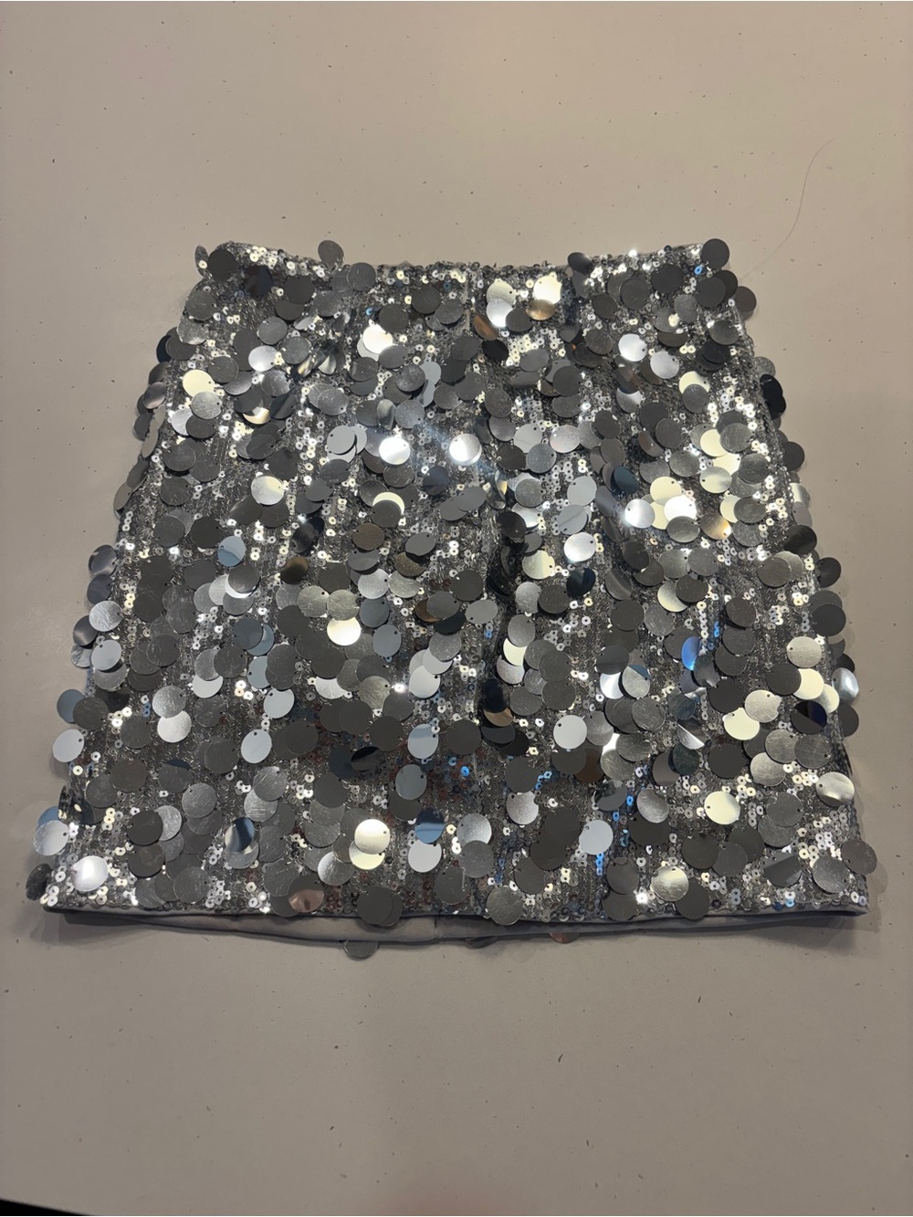 Amazon Essentials Silver Sequin Mini Skirt